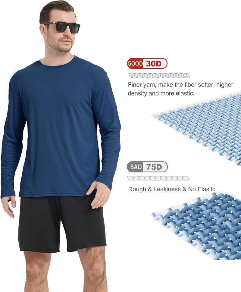 Kinglaman 4 Pack Men's UPF 50+ Rash Guard Swim Fishing Sun Shirts, Long Sleeve SPF UV Sun Protection Shirts for Men - Image 3